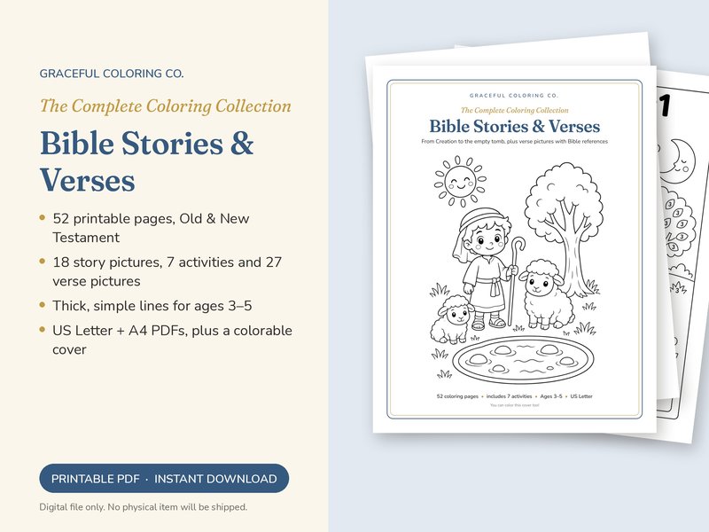Preview of a printable Bible coloring pack